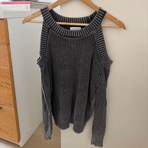🖤 Evereve Gray Knit Cold-Shoulder Sweater | Size S